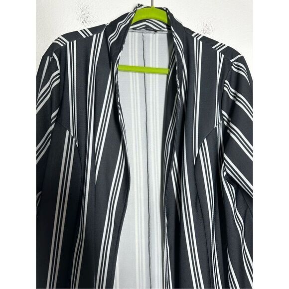 Lily by Firmiana Striped Black White Blazer Cardigan Open Front Size 3XL - Picture 2 of 11
